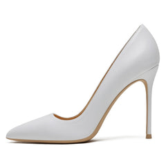 KATELVADI 10CM High Heels Shoes Women Pumps Beige Split Leather Woman Shoes Sexy Pointed Toe Wedding Party Shoes K-358