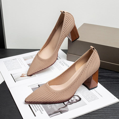 2020 new mesh breathable high-heels high-quality fabric shallow Pointed Toe Party summer high-heel womens shoes Zapatillas Mujer