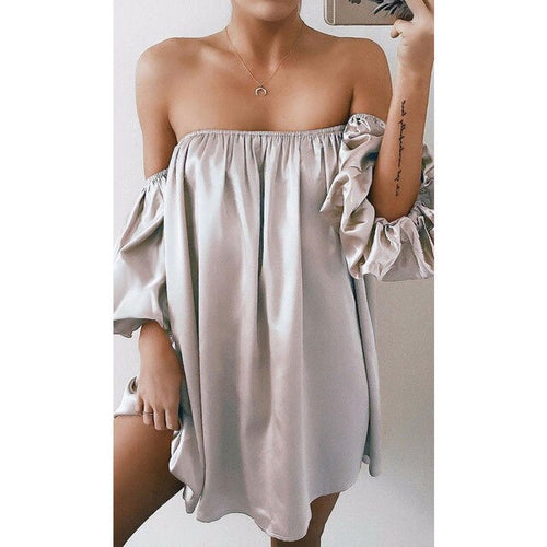 Summer Dress Women Sexy Strapless Off Shoulder Loose Casual Elegant Evening Party Holiday Mini Dress Sundress Fashion Clothing