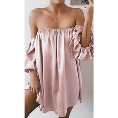 Summer Dress Women Sexy Strapless Off Shoulder Loose Casual Elegant Evening Party Holiday Mini Dress Sundress Fashion Clothing