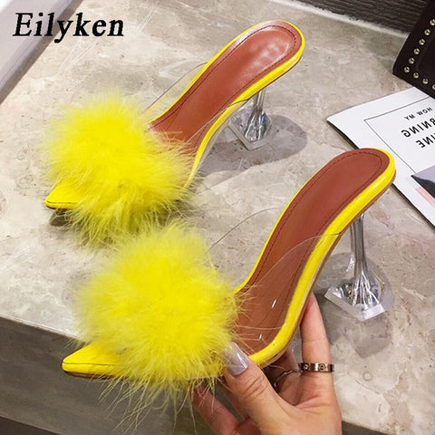 2020 Summer Pumps Sexy snake print Slippers Sandals Shoes Women Thin High Heels Square Toe Sandal Lady Pump Shoes Mules