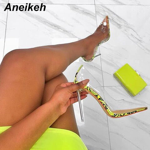 2020 Summer Pumps Sexy snake print Slippers Sandals Shoes Women Thin High Heels Square Toe Sandal Lady Pump Shoes Mules