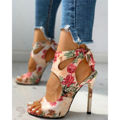 2020 New Women summer Thin High Heels embroidered Peep Toe gladiator pumps office sandals party shoes