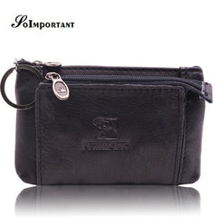 Cheapest Genuine Leather Women Female Wallets Coin Purse Men Small Zipper Money Bags Lady Pouch Card Holder With Key Ring