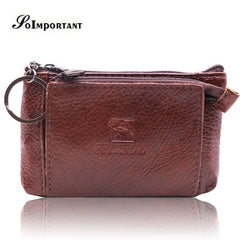 Cheapest Genuine Leather Women Female Wallets Coin Purse Men Small Zipper Money Bags Lady Pouch Card Holder With Key Ring