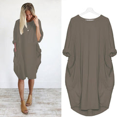 Women Casual Loose Dress with Pocket Ladies Fashion O Neck Long Tops Female T Shirt Dress Streetwear Plus Size 5XL vestidos