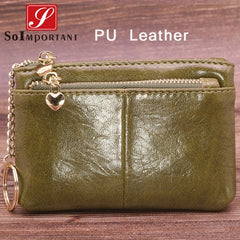 Cheapest Genuine Leather Women Female Wallets Coin Purse Men Small Zipper Money Bags Lady Pouch Card Holder With Key Ring