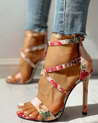 2020 New Women summer Thin High Heels embroidered Peep Toe gladiator pumps office sandals party shoes