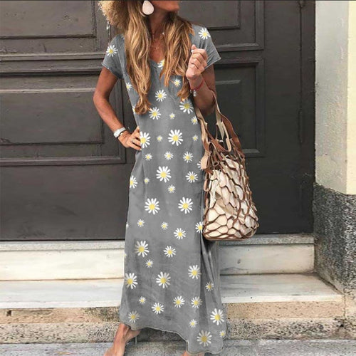 Vintage Leopard Long Dress Plus Size Loose Beach Summer Dress Fashion Casual Women Dress Long Sleeve & Short For Choice