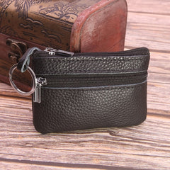 Cheapest Genuine Leather Women Female Wallets Coin Purse Men Small Zipper Money Bags Lady Pouch Card Holder With Key Ring