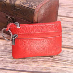 Cheapest Genuine Leather Women Female Wallets Coin Purse Men Small Zipper Money Bags Lady Pouch Card Holder With Key Ring